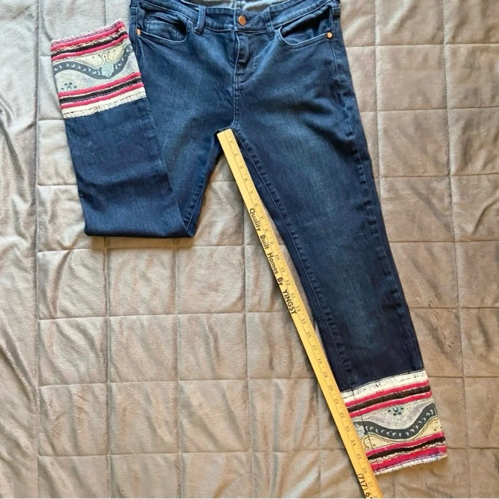 Pilcro and the Letterpress Blue Cropped Jeans with Multicolor Trim - Picture 6 of 9